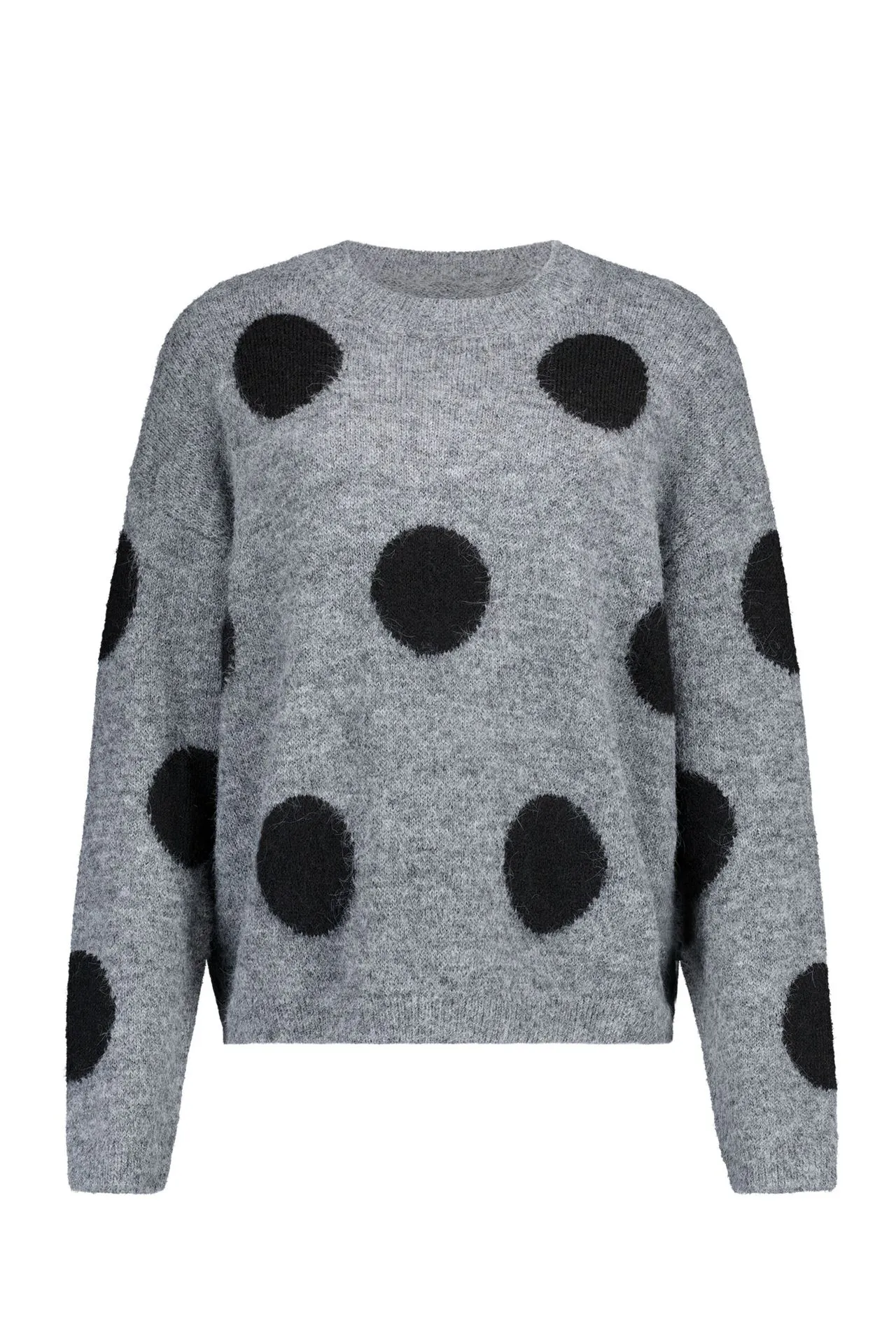 Grijs/zwarte polkadot trui