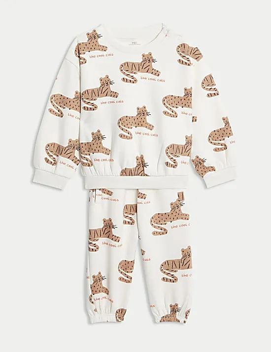 2-teiliges Outfit mit hohem Baumwollanteil und Leopardenprint (0–3 J.)