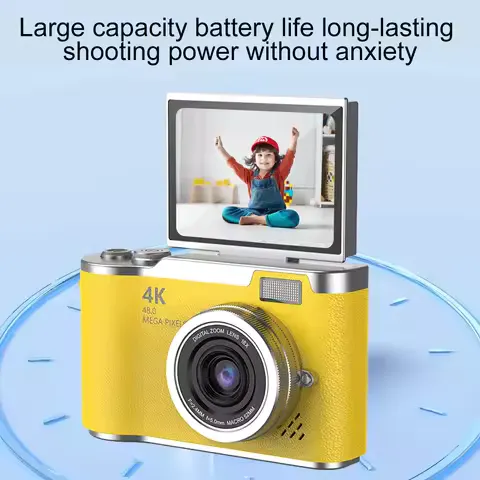 Digital Camera 8X Digital Zoom Vintage Vlog Video Recorder 180° Flip Screen Selfile Compact Digital Photography Camera for Kid