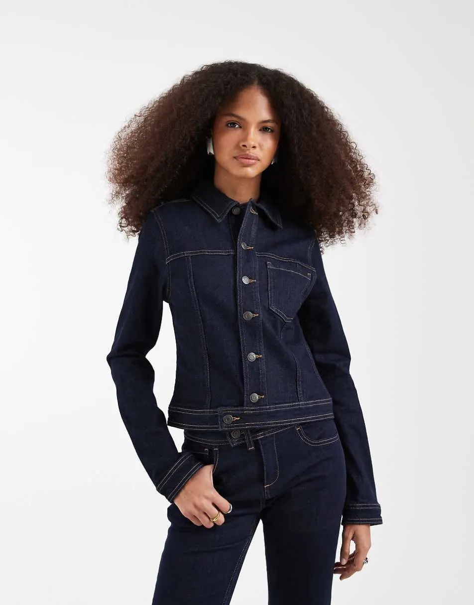 ASOS DESIGN fitted denim jacket co-ord in inky wash