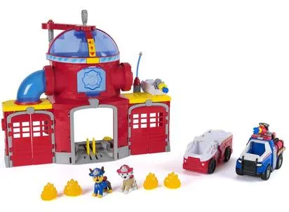 LA PAT'PATROUILLE - COFFRET CASERNE DE POMPIERS ET 2 VEHICULES FIRE RESCUE