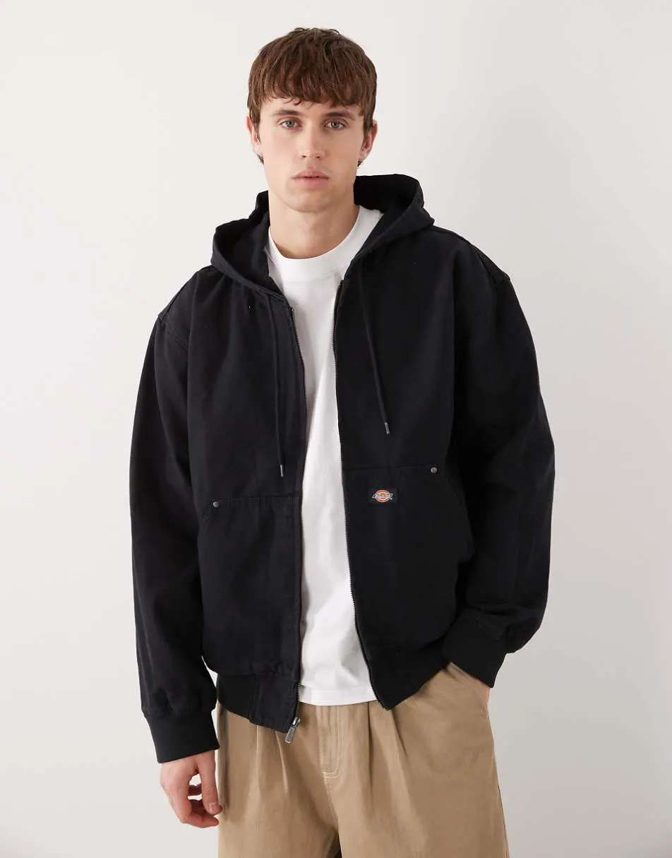 Dickies Unlined canvas hooded bomber in black