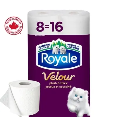 Velour Toilet Paper, 8 Equal 16 Rolls, 142 Bathroom Tissues per roll