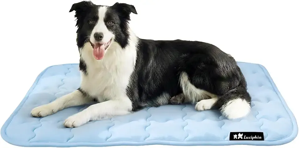 Luciphia Premium Dog Cooling Mat Non-Slip Q-MAX>0.5 Self-Cooling Pad for Large Pet Indoor Portable Kennel Puppy Bed for Couch Summer Crate Pad for Dog Washable Light Blue 40x60 inches
