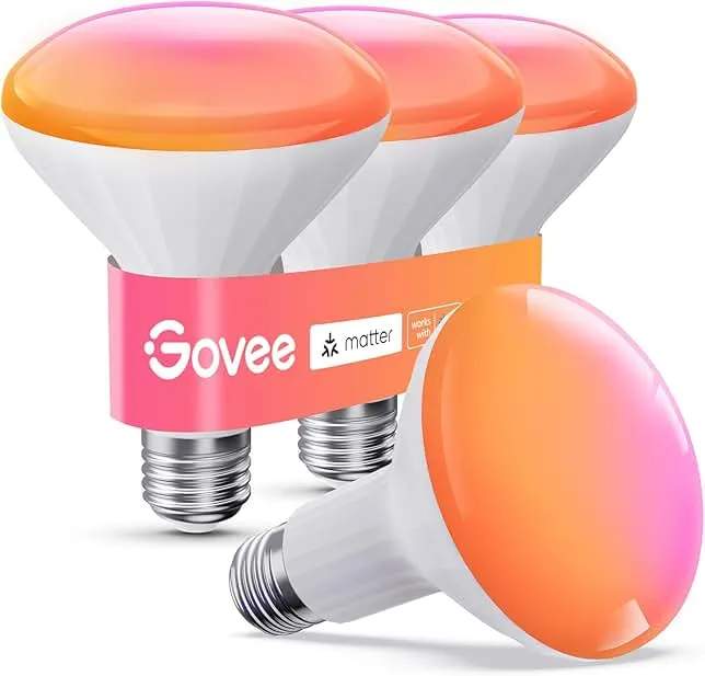 Govee BR30 Smart Light Bulbs, Works with Matter, Alexa and Google Assistant, LED Light Bulb, WiFi RGBWW Color Changing Flood Light Bulbs, Recessed…