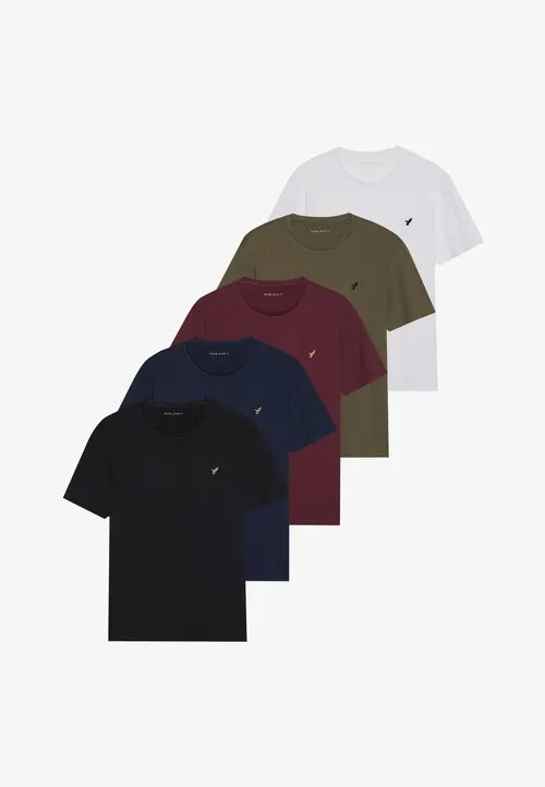UNISEX 5 PACK - T-shirts - white/brown/dark blue