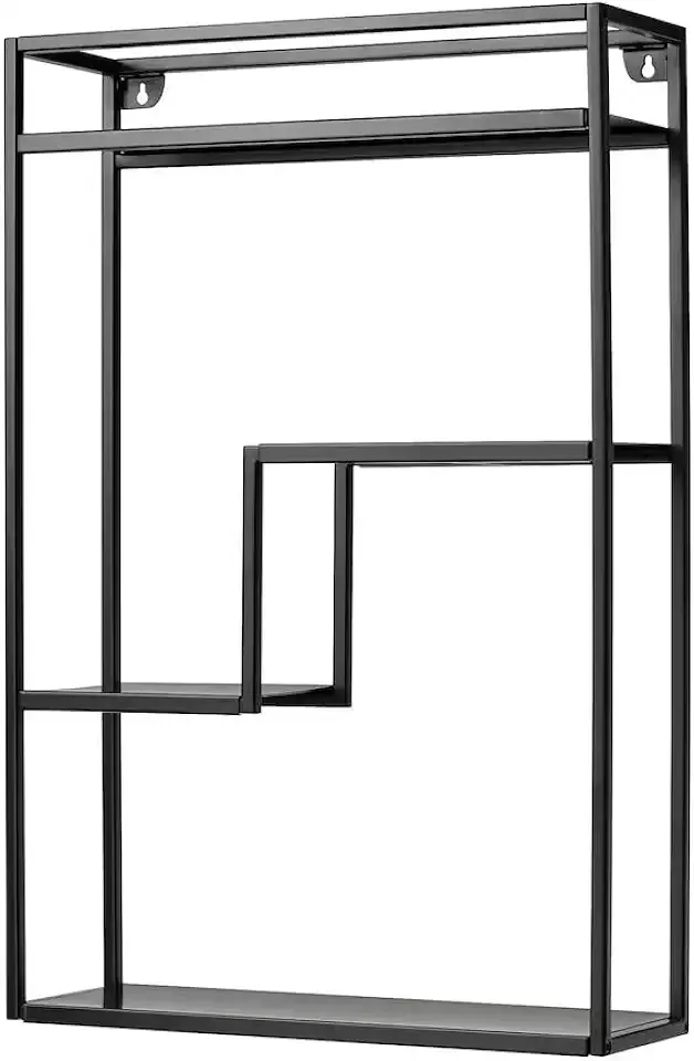 Black Metal Floating Shelves - Sturdy Shelves for Wall Storage - Home Decor Wall Mounted Display Organizing Shelf for Living Room, Bedroom, Office