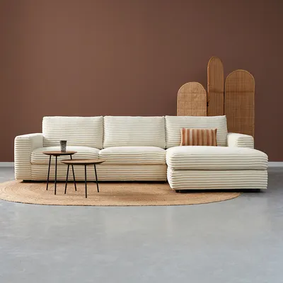 Hoekbank Avero crème chaise longue rechts