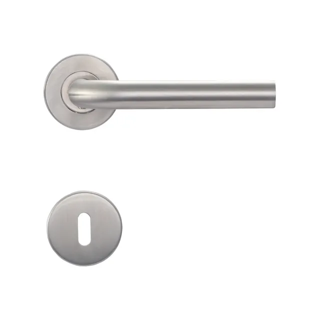 Maniglia su rosetta con bocchetta tonda INSPIRE Hitch in inox argento satinato