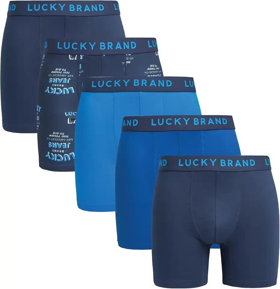 Mens Boxer Briefs 5 Pack Soft Stretch Athletic Boxers 6” Inseam