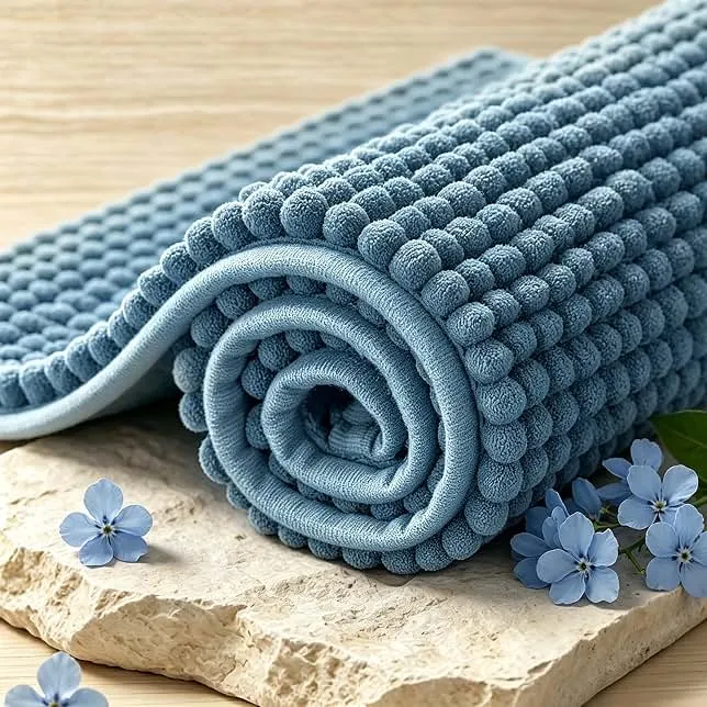 SUBRTEX Bathroom Rugs Chenille Bath Rug Soft Short Plush Bath Mat Soft Shower Mat Water Absorbent Shower Mat Quick Dry Machine Wa…