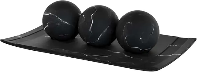 Creative Scents Black Marble Look Home Decor Bowl and Orb Set - Coffee Table Decor for Living Room - Centerpiece Table Decorations for Dining Table, Kitchen Counter, Foyer - Elegant House Decoration