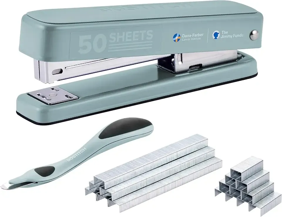Bostitch Titan Heavy Duty Metal Stapler, 50 Sheet Capacity with 1250 Staples and Ergonomic Staple Remover, Jam Free Stapling, Full Strip Stapler for Desk, Office and Classroom, Sage