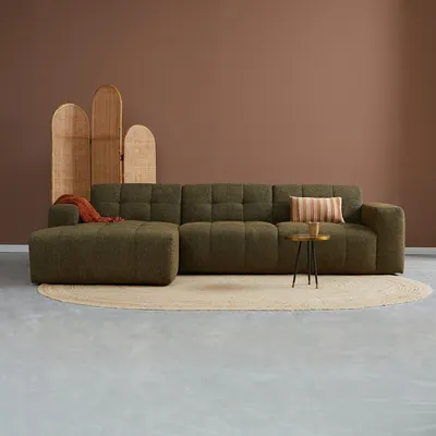 Hoekbank Nova groen chaise longue links