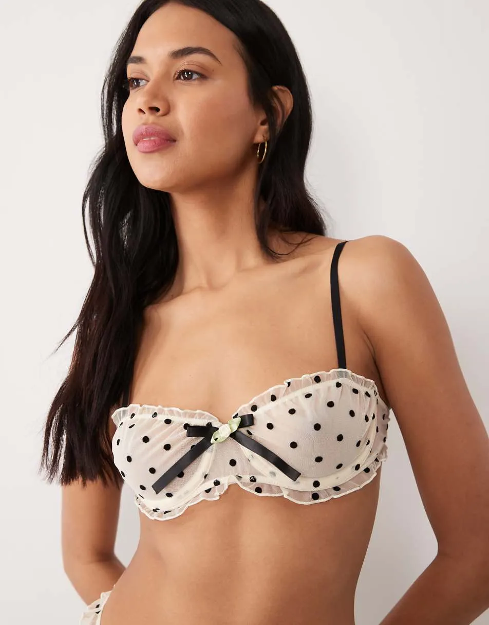 Wild Lovers Romy mesh bra in black and white polka dot