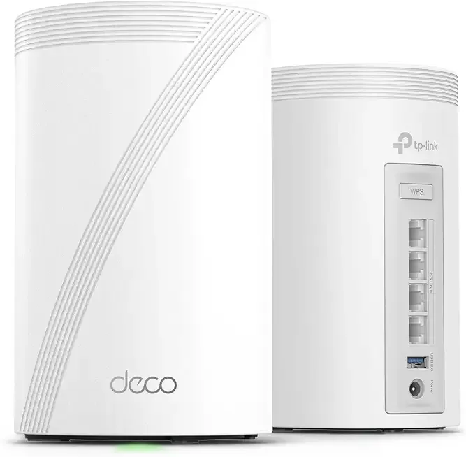 Deco 7 Pro BE63 Tri-Band WiFi 7 BE10000 Whole Home Mesh System- 6-Stream 10 Gbps, 4x2.5G Ports Wired Backhaul, 4X Smart Internal Antennas, VPN, HomeShield, Free Expert Support (2-Pack)
