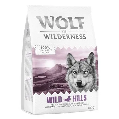 Testez-les ! Croquettes, boîtes et friandises Wolf of Wilderness Croquettes Adult Wild Hills, canard (400 g)