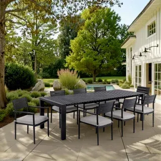 MoDe Bari 9-piece Outdoor Patio Cushion Dining Set with Expanding Table