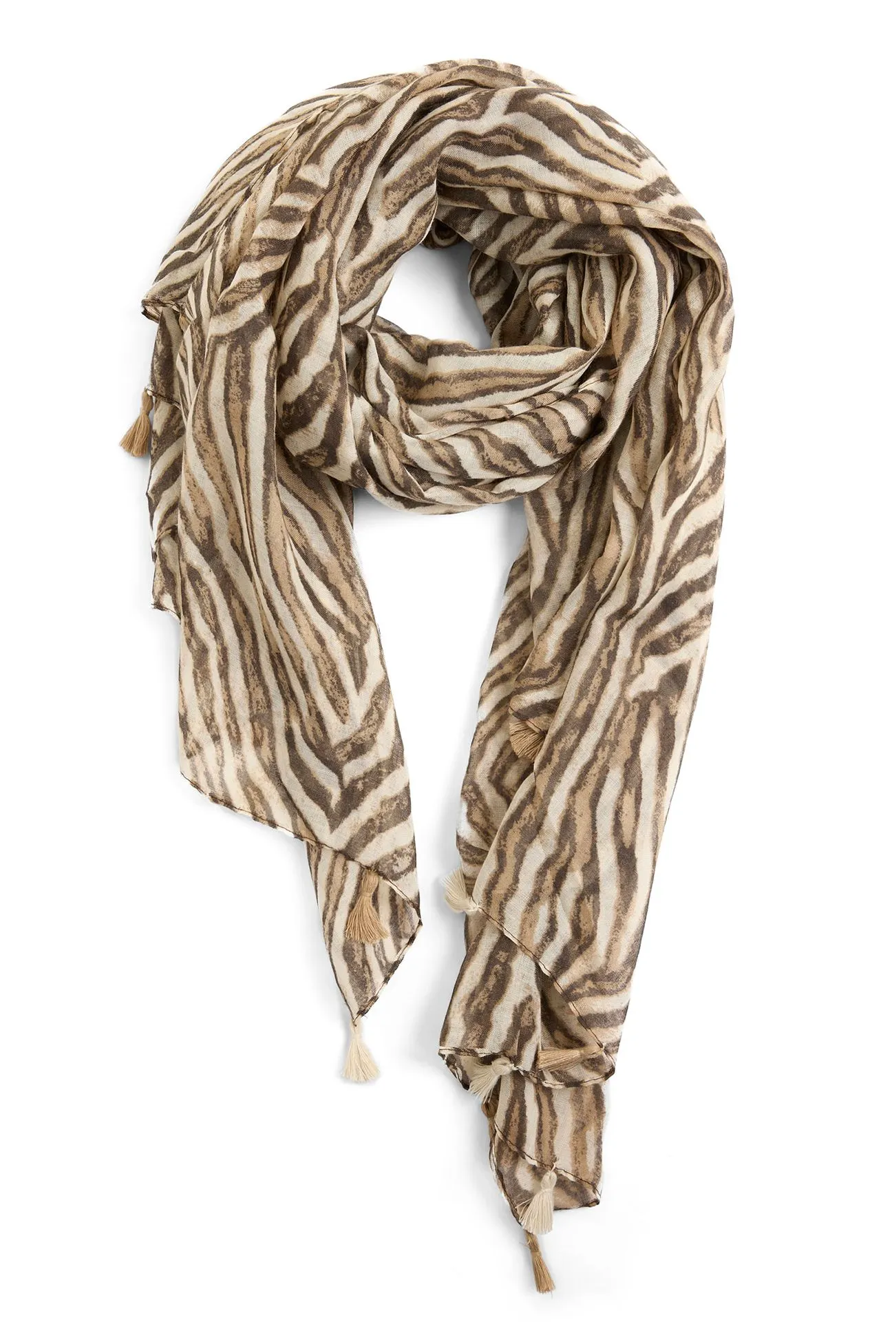 Ecru sjaal met zebraprint