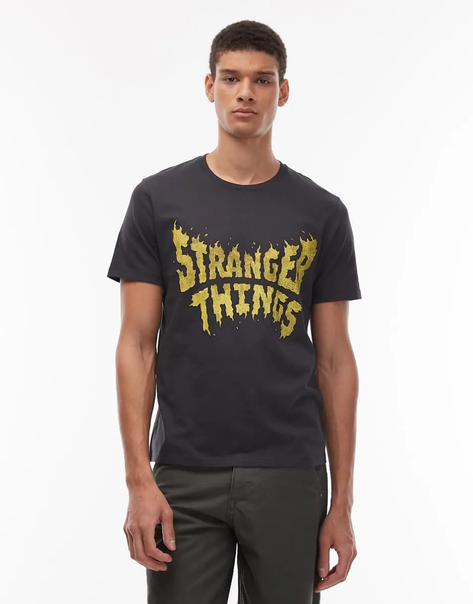 Wrangler x Stranger Things logo graphic print t-shirt in black