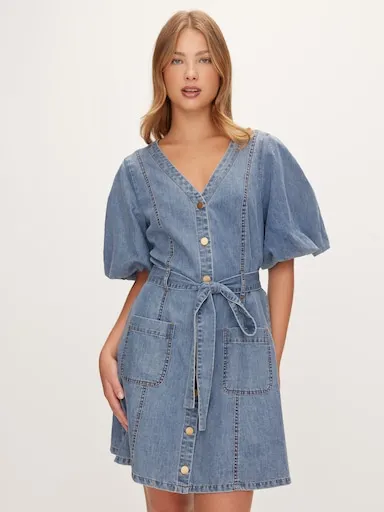 Peyton Puff Denim Mini Dress