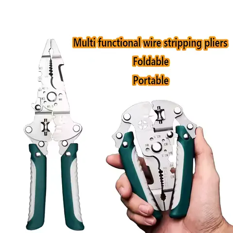 1Pc/2Pcs Foldable 18-in-1 Wire Stripping Pliers Crimping Tool Multifunctional Electrician Pliers, Professional-Grade Electrician Tools | Compact Folding Design for Secure Connections and DIY Projects