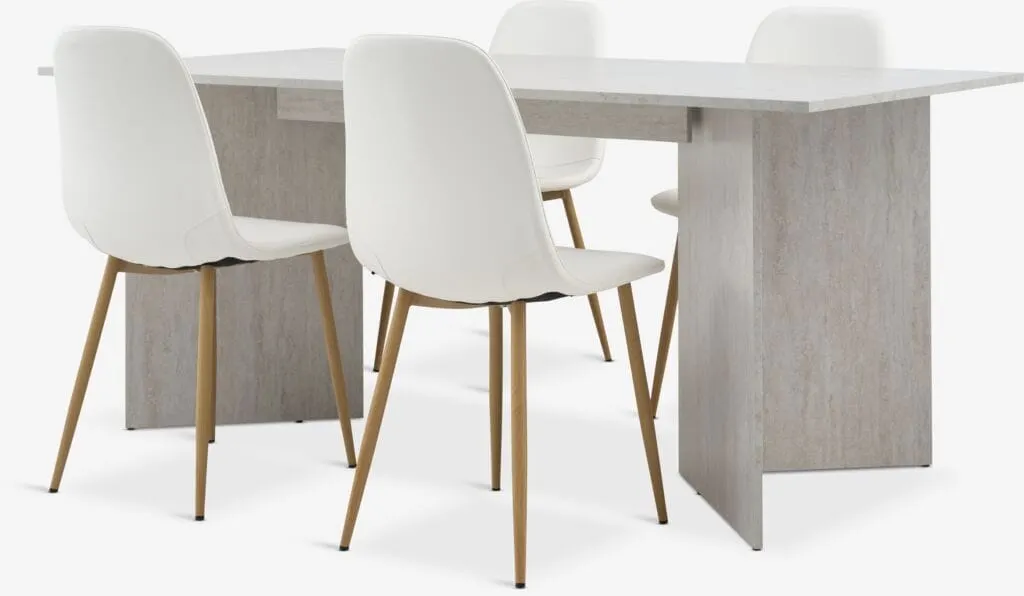 KRONDAL Tacolo L180 col.travertino + 4 JONSTRUP Sedie bianco