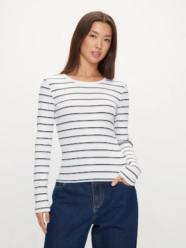 Cotton Rib Long Sleeve Top
