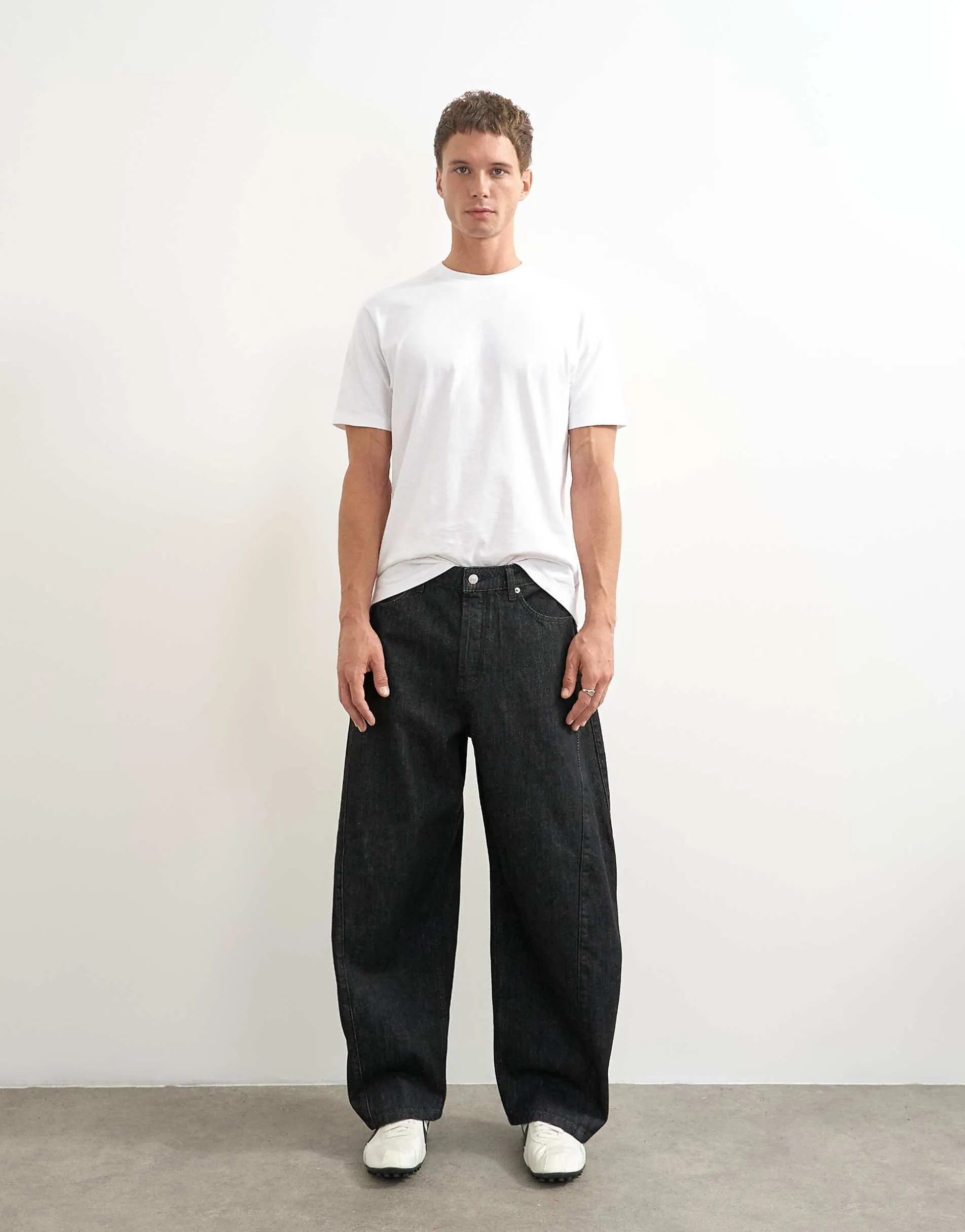 Topman rigid barrel fit jean in raw black