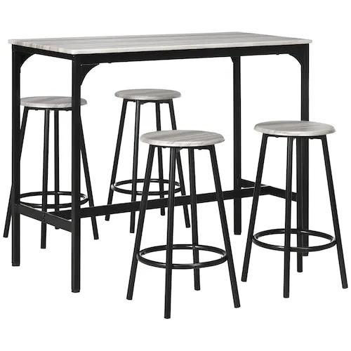 43.3-inch Bar Table Set with Bar Stools, Grey