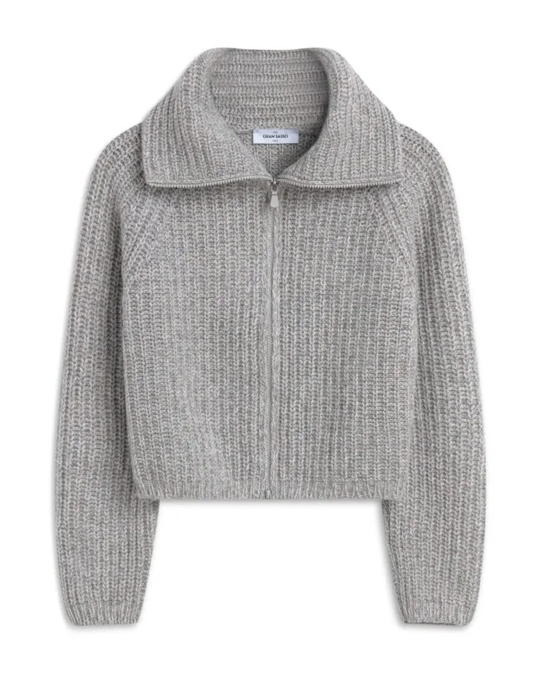 Wool Cashmere Zip Cardigan - Grå
