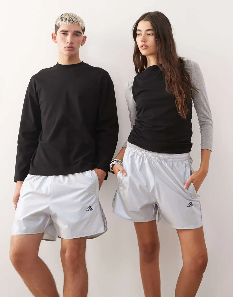 adidas Originals Supernova shorts in metallic silver
