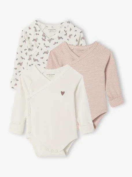 Lot de 3 bodies naissance évolutifs - rose