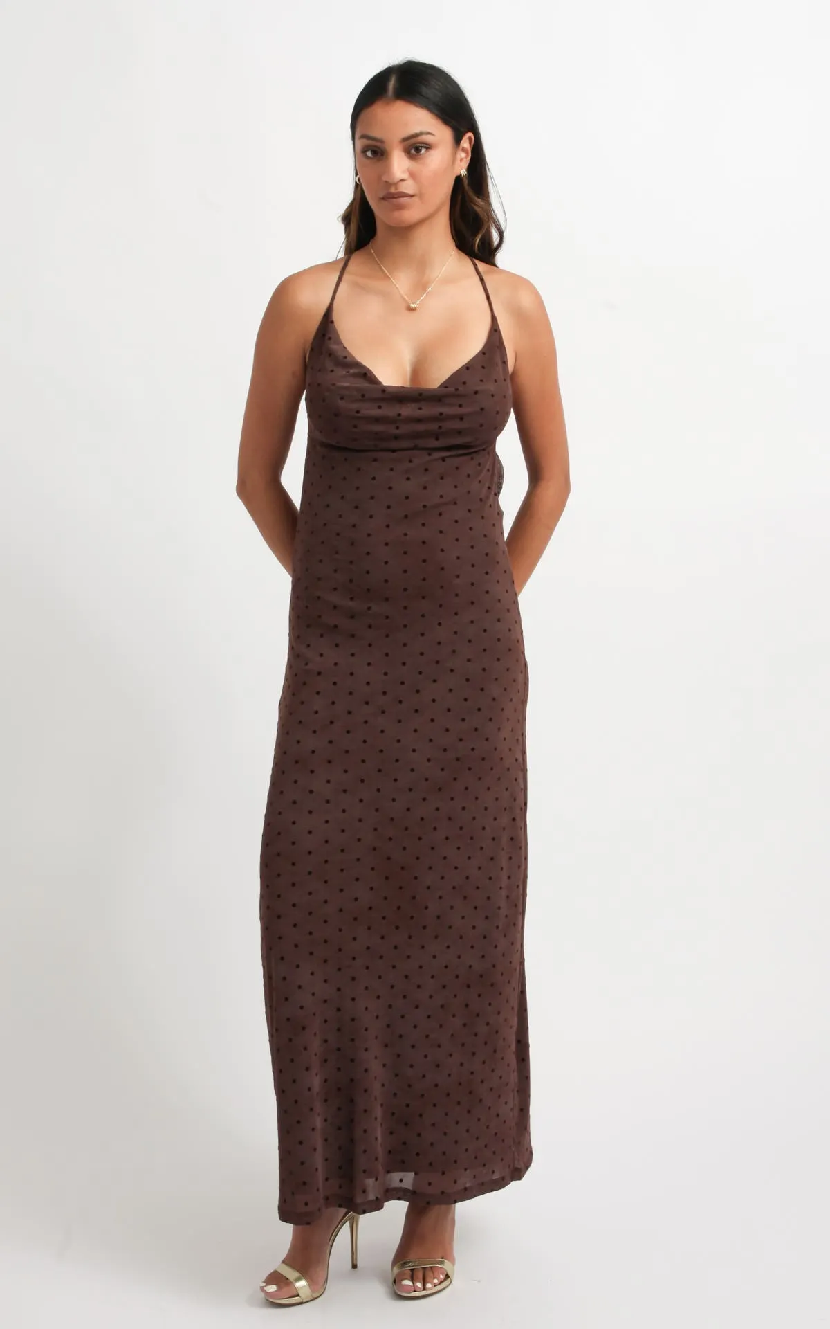 Mesh Cross Back Cowl Maxi