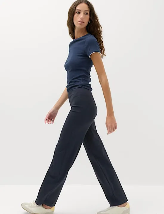 Jersey Straight Leg Trousers with Stretch