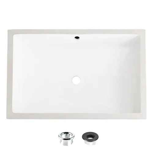 24 inch Rectangular Undermount Ceramic Bathroom Sink with 2 Overflow Finishes