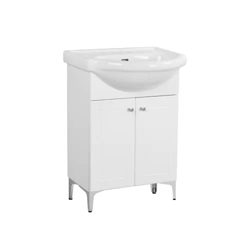 Stockton 34-inch H x 24-inch W White Wood Bathroom Vanity with Single Oval Ceramic Sink