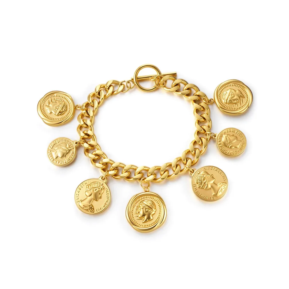 Armband in edelstaal, muntjes