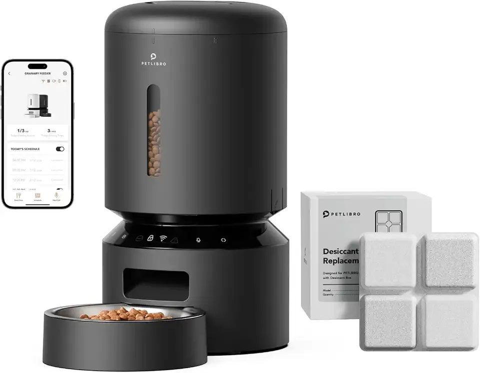 PETLIBRO Automatic Cat Feeder, 5G WiFi Automatic Dog Feeder with Freshness Preservation 5L + 6 Packs Pet Food Desiccant Bag Suitable Model PLAF001, PLAF101, PLAF005, PLAF006, PLAF103, PLAF203