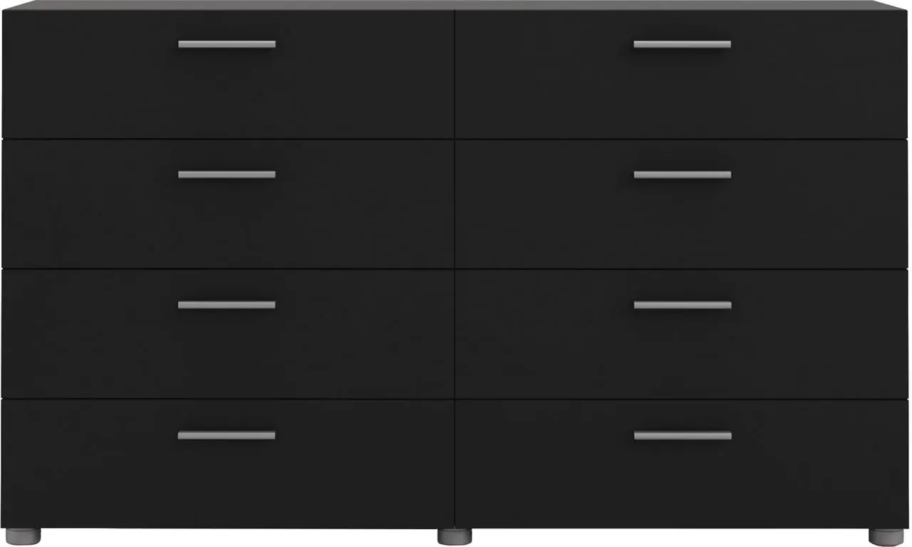 Pepe kommode 140 x 40, H 82 cm med 8 skuffer, matt svart