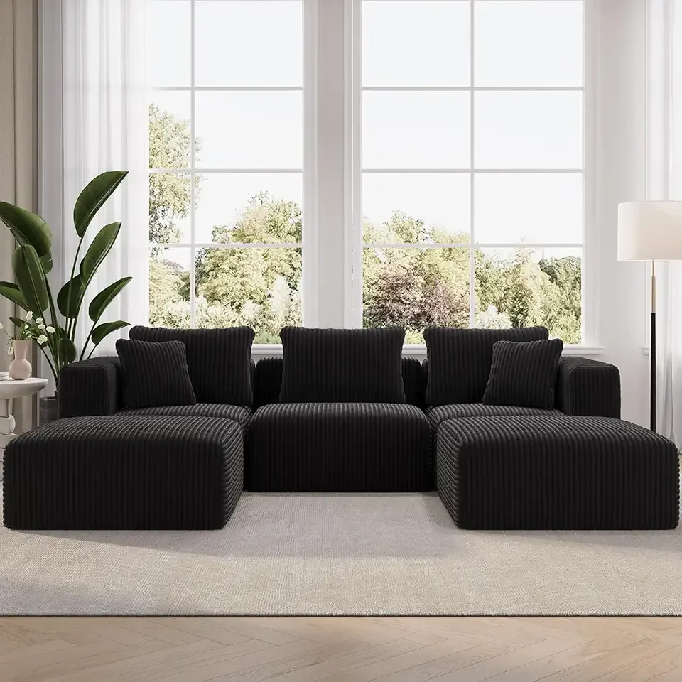 Novilla 106" Modular Sectional Sofa, Modern Cloud Sectional Couch with Smarts Coil™ Support, U-Shape Boneless Couch for Living Room Apartments Bedroom, No Assembly Required (3 Seater + 2 Ottoman)
