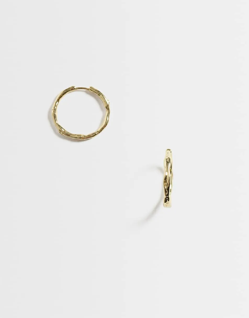 Kingsley Ryan 22mm textured hoops in 14ct gold plated brass