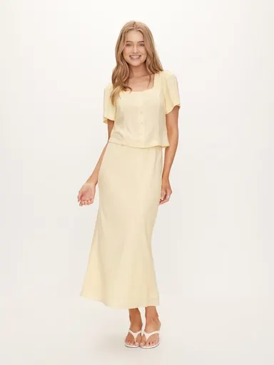 Gracie Tie Front Midi Skirt