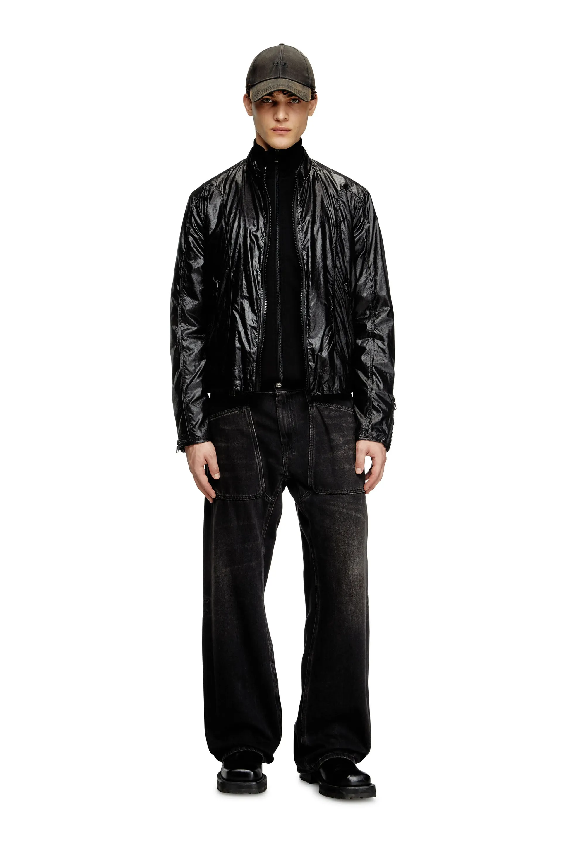 Biker jacket in shiny ripstop