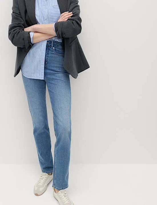 Magic Shaping High Waisted Straight Leg Jeans