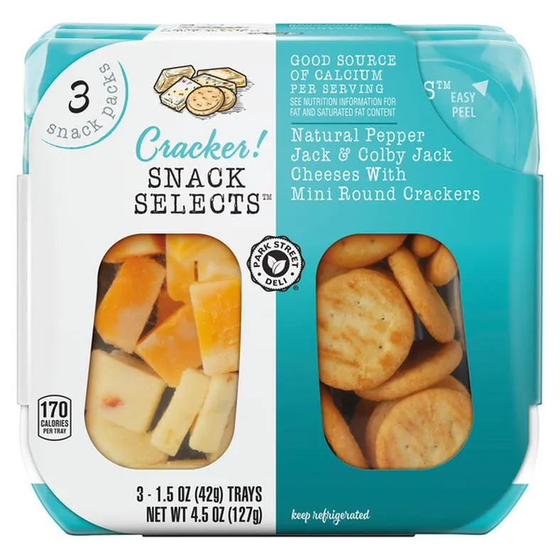 Park Street Deli Natural Pepper Jack & Colby Cheese with Mini Round Crackers, 3 count