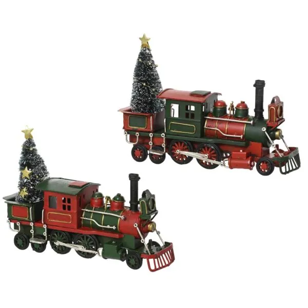 Kaemingk Decoris Kersttrein IJzer Met Bomen En Sneeuwacccenten