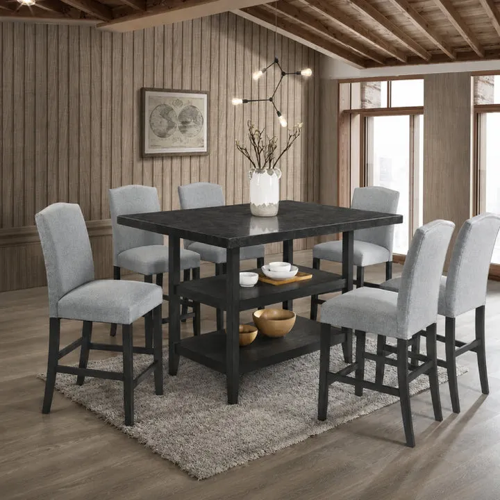 Lola (7-Piece) Counter Dining Table Set by Best Home - Gray/Blue