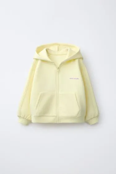 SPORTY EMBOSSED SLOGAN ZIP-UP HOODIE