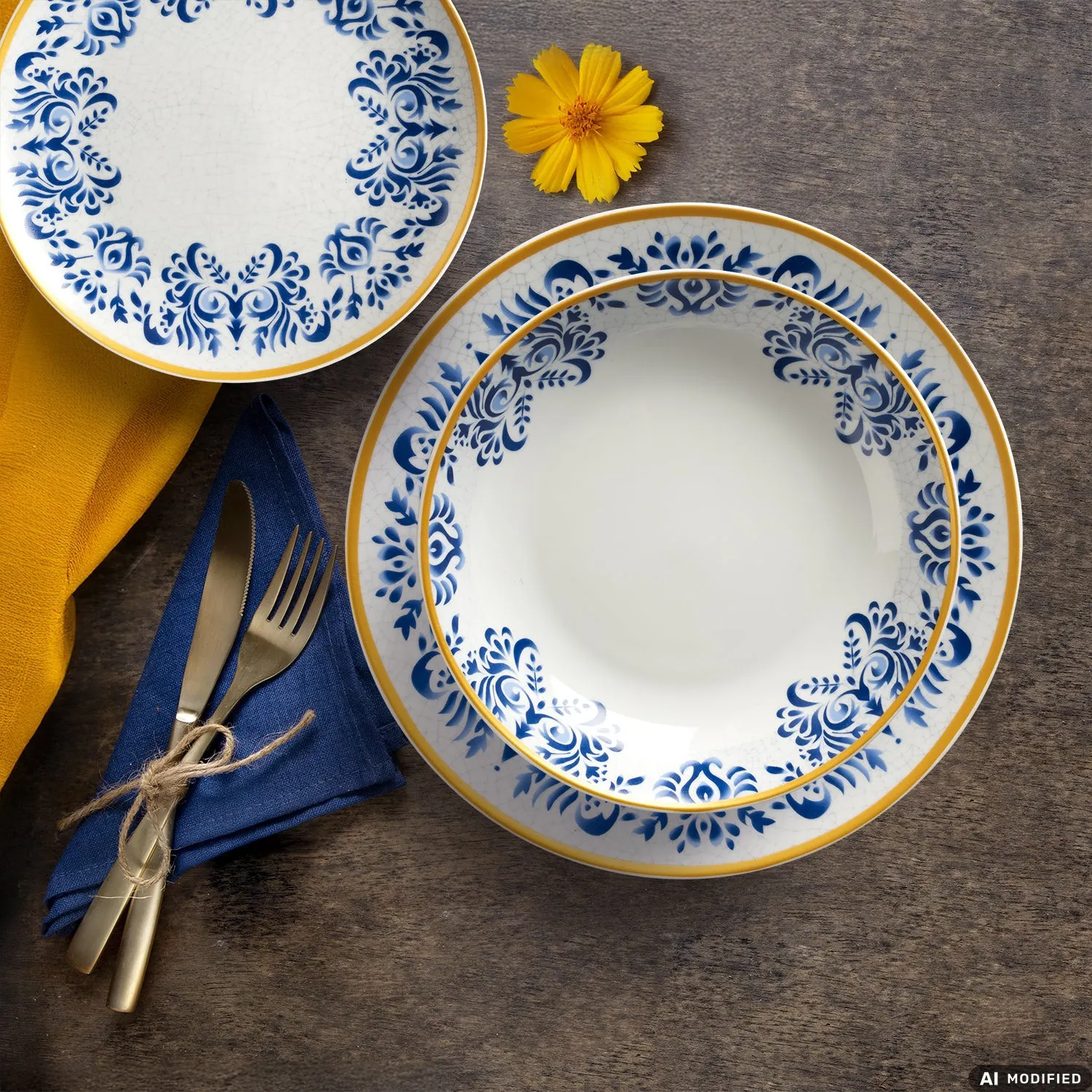 Servizio di Piatti Linea Zulema Blue in Porcellana 18 Pezzi